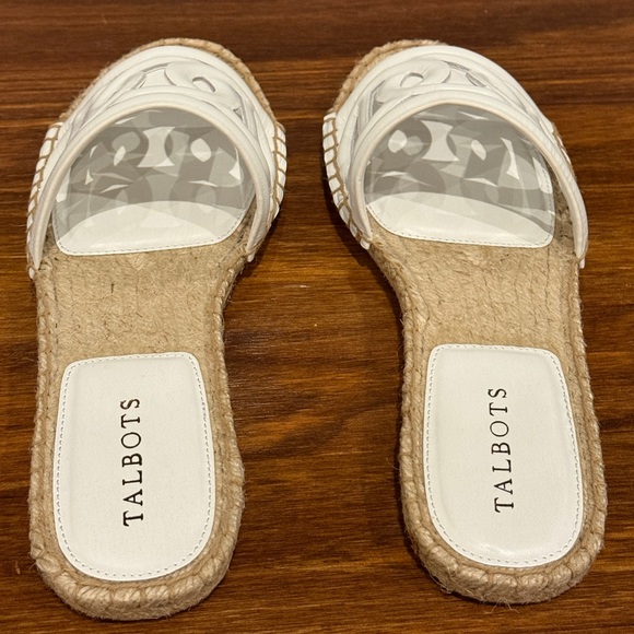 Talbots Espadrille Slide On White Sandals Size 8 - Picture 6 of 7